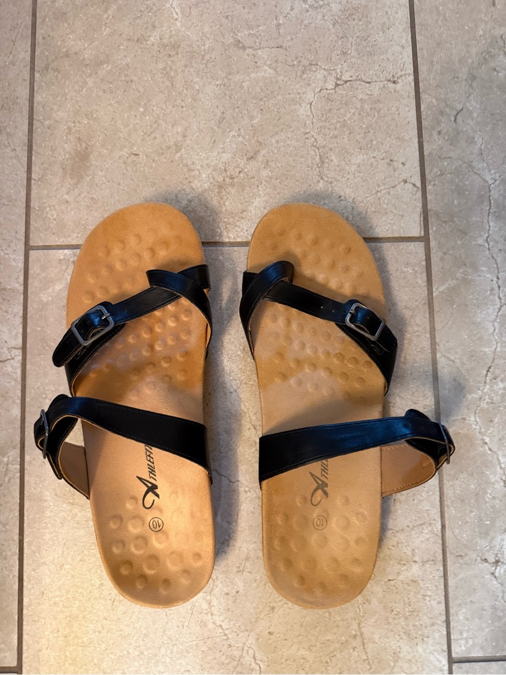 Comfort Strappy Black and Tan Women's Sandals